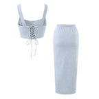 Women's Spring Back Strap Elastic Dress Two-Piece Set