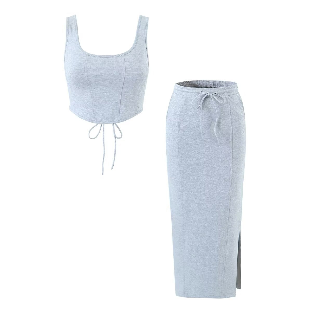 Women's Spring Back Strap Elastic Dress Two-Piece Set