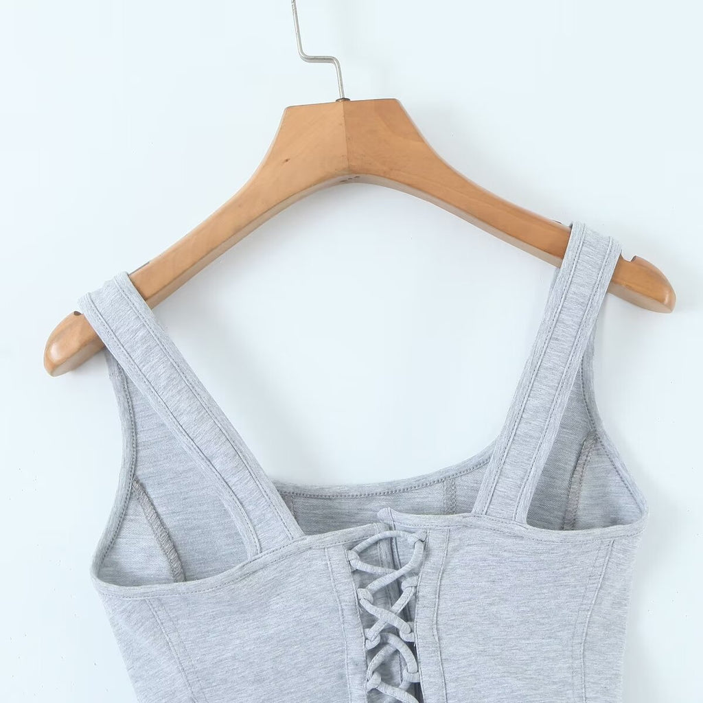 Women's Spring Back Strap Elastic Dress Two-Piece Set