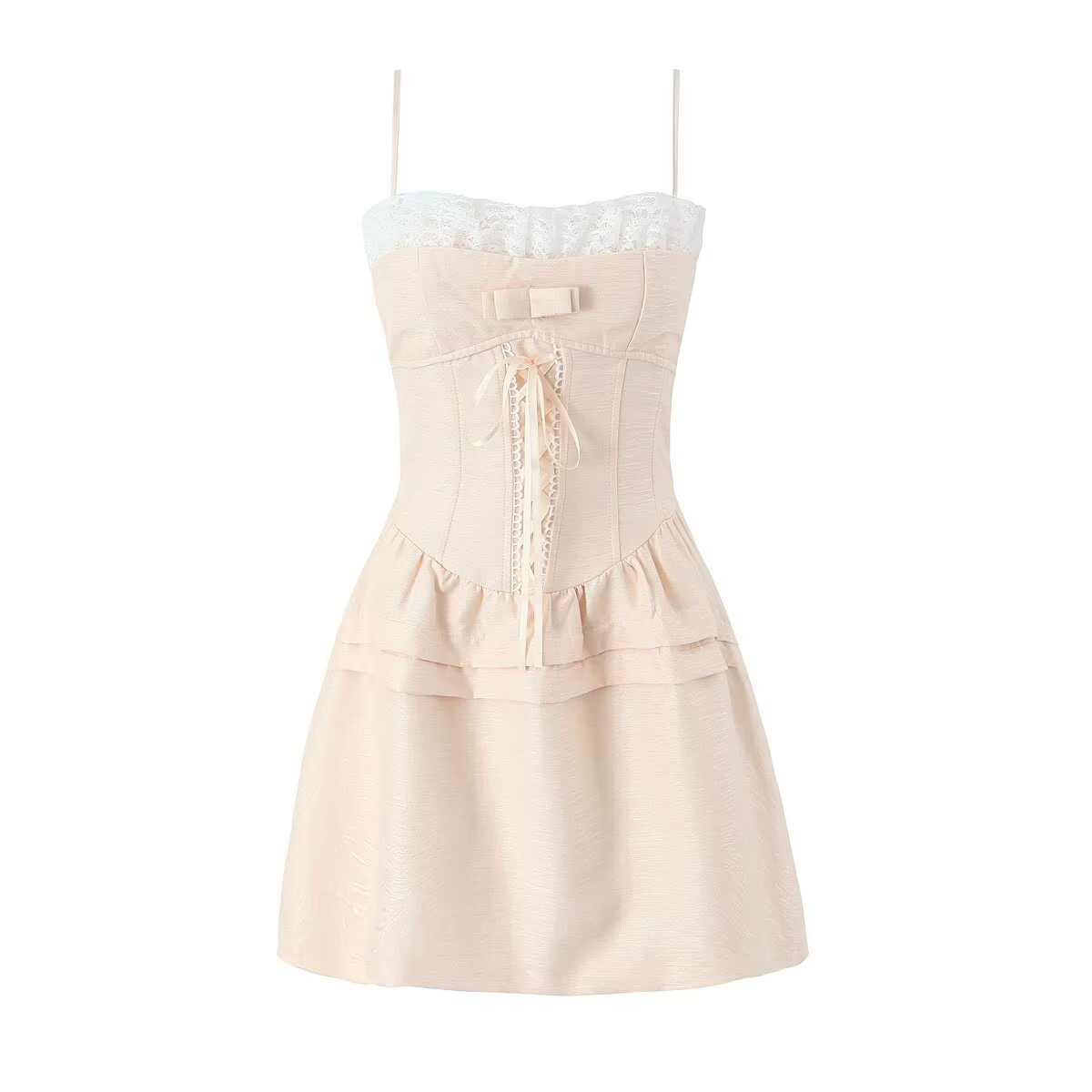 Women's Bow-Detail Lace-Trim Dress