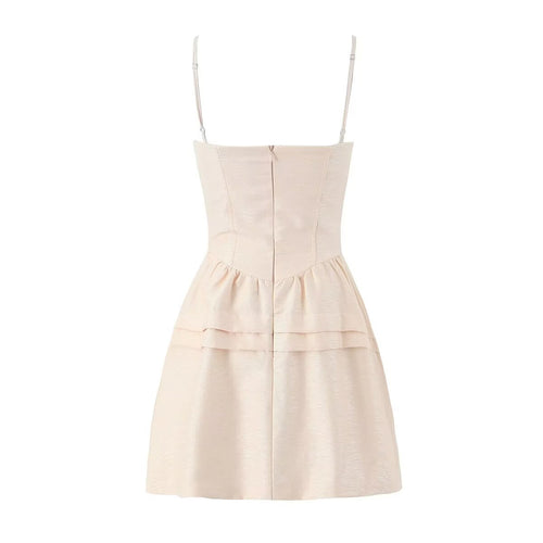 Summer Sweet Girlish Bow Bandage Lace Splicing Sling Dress Short Dress