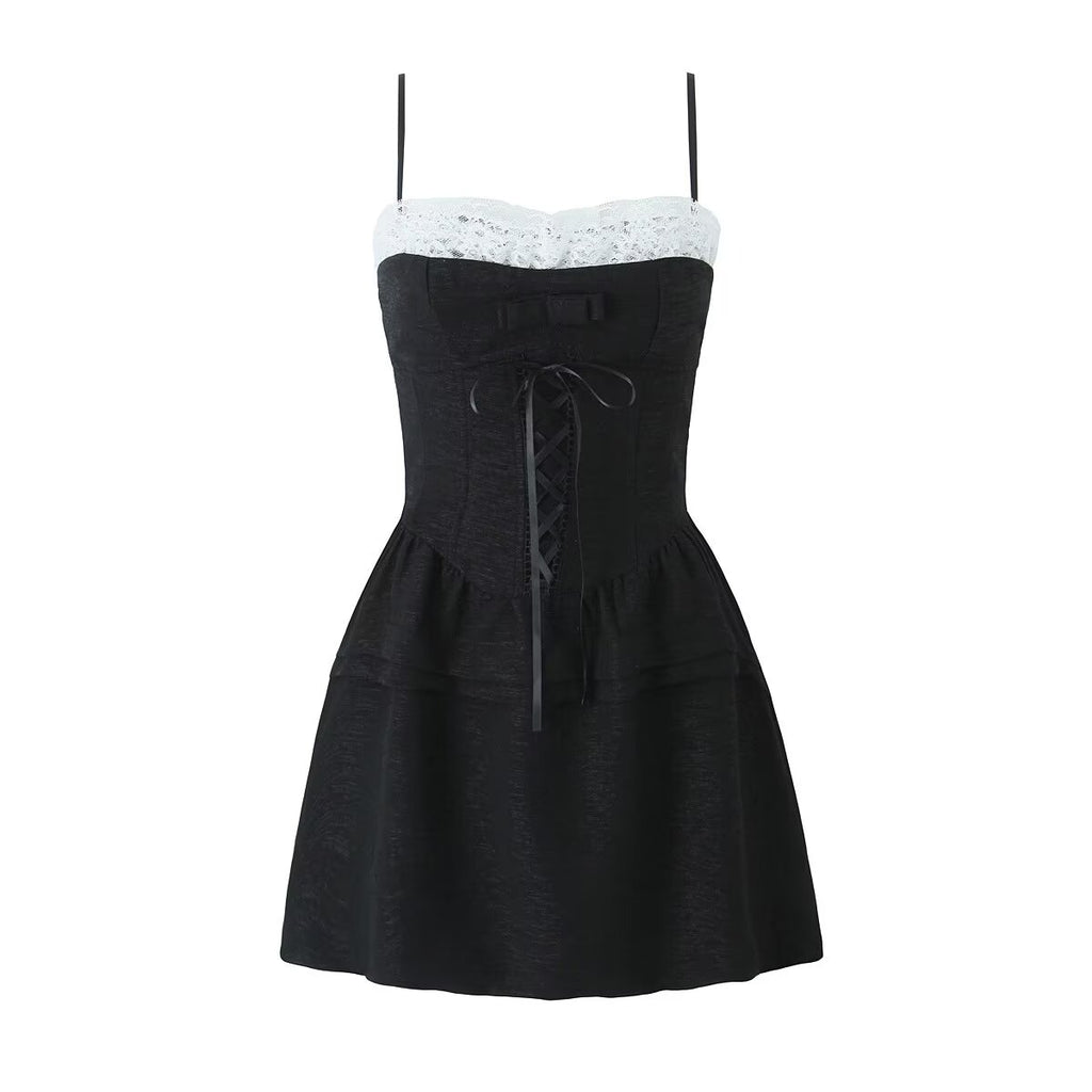 Women's Bow-Detail Lace-Trim Dress