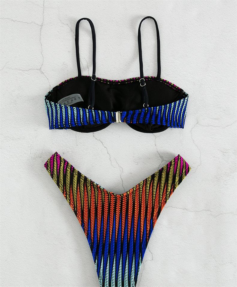 Corrugated Strip Bikini Swimwear