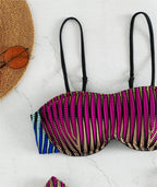 Corrugated Strip Bikini Swimwear