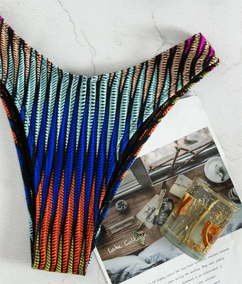Corrugated Strip Bikini Swimwear