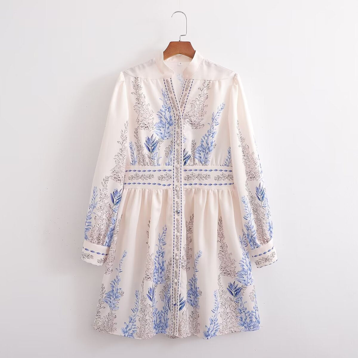 Printed Long-Sleeve Loose Casual Dress