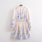 Printed Long-Sleeve Loose Casual Dress