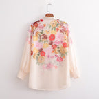 Women's Plant Print Long Sleeve Loose Shirt