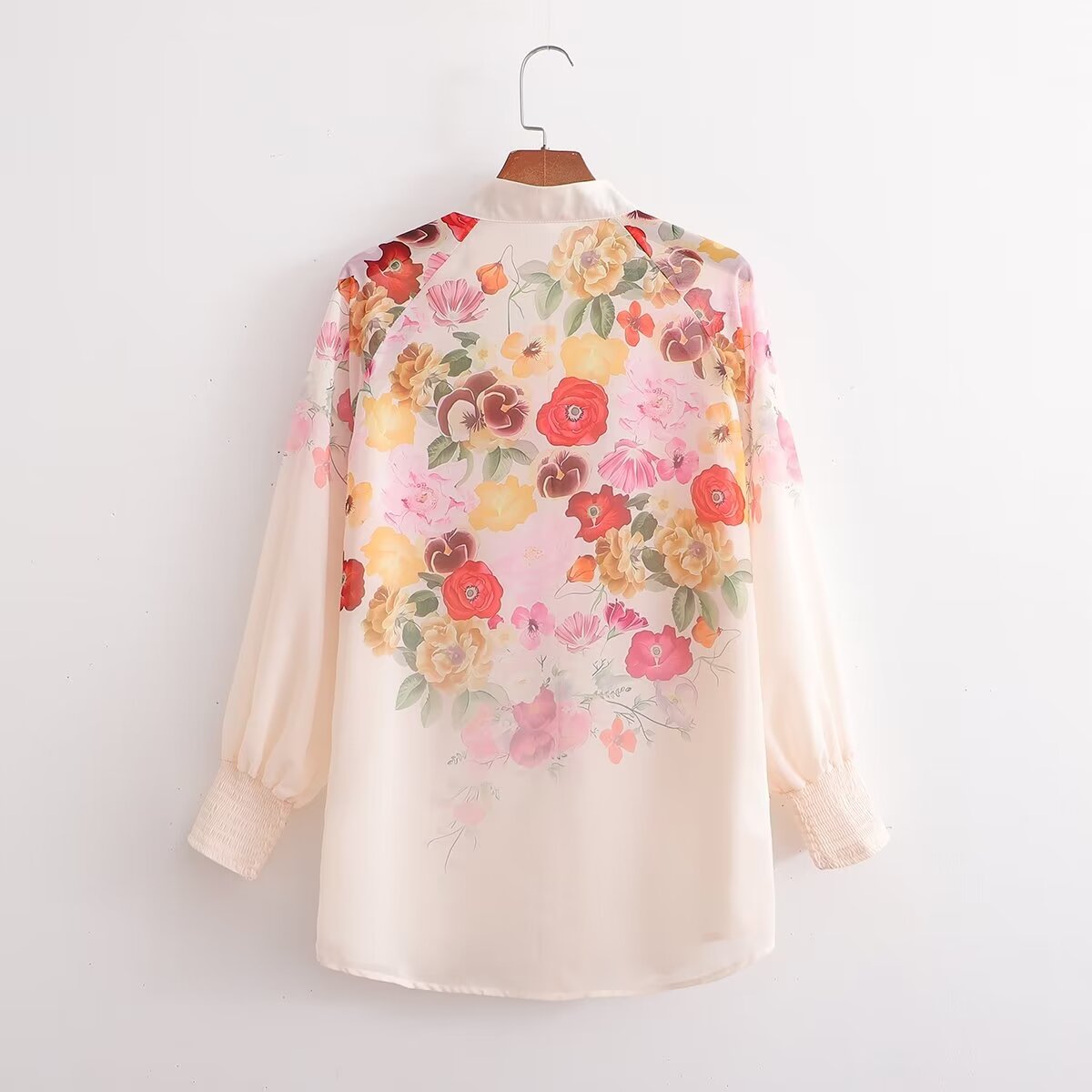 Women's Plant Print Long Sleeve Loose Shirt