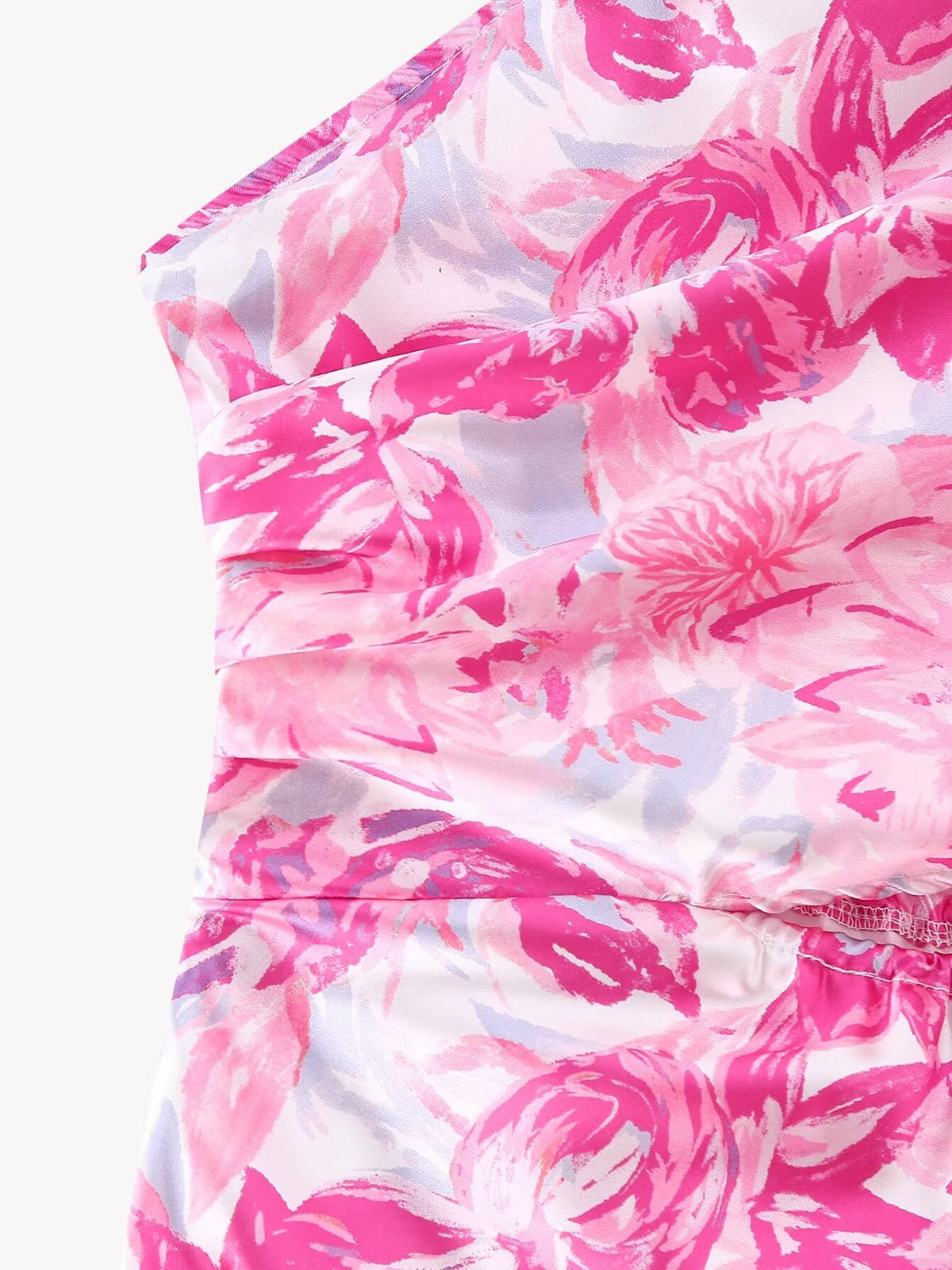 Women's Pink One-Shoulder Printed Sleeveless Dress