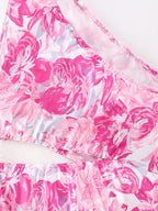 Women's Pink One-Shoulder Printed Sleeveless Dress