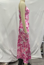 Women's Pink One-Shoulder Printed Sleeveless Dress