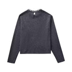 Women’s Multicolor Rhinestone Sequin Crew Neck Sweater