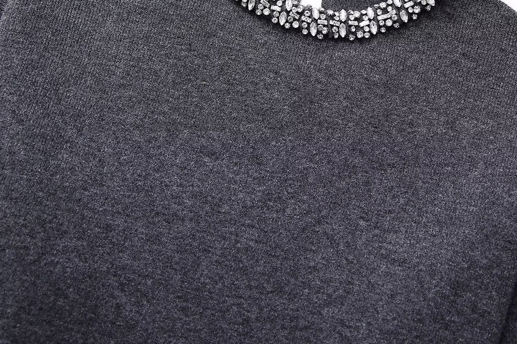 Women’s Multicolor Rhinestone Sequin Crew Neck Sweater