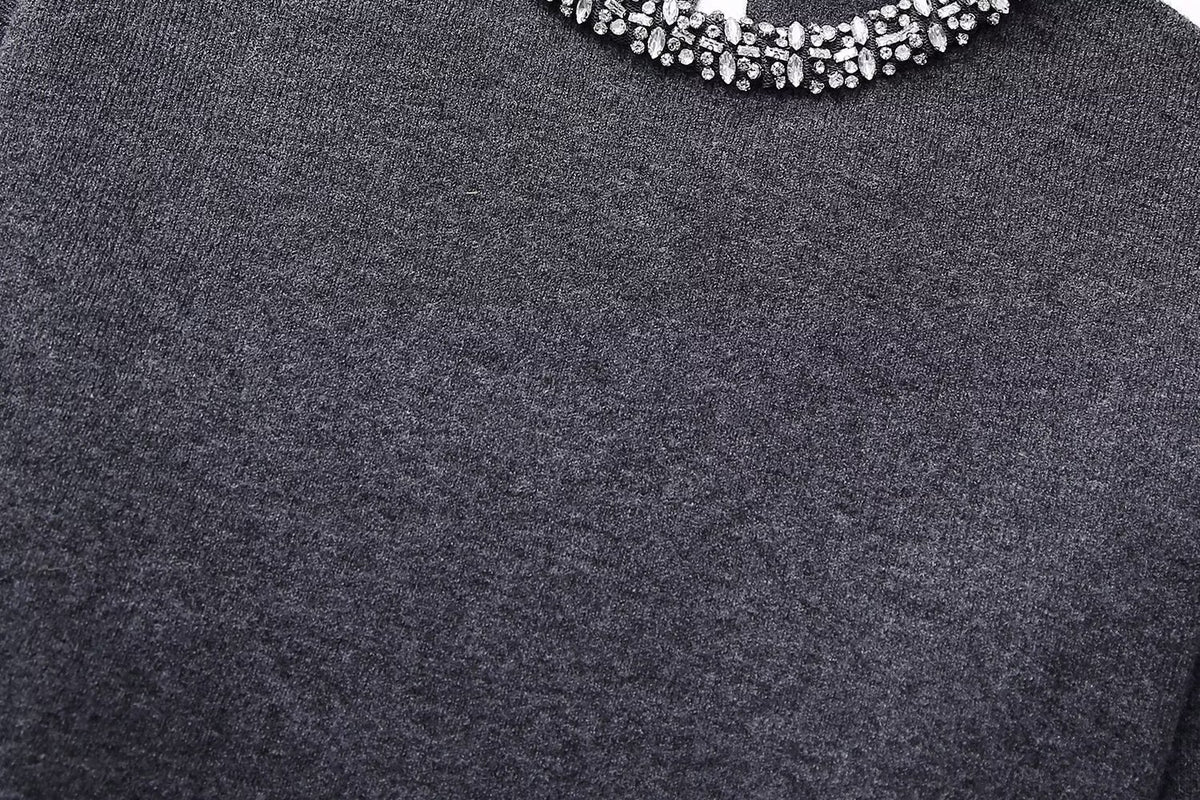 Women’s Multicolor Rhinestone Sequin Crew Neck Sweater