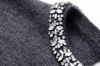 Women’s Multicolor Rhinestone Sequin Crew Neck Sweater