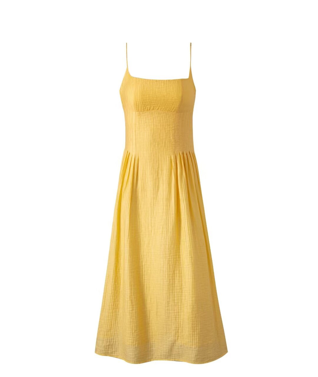 Women's Early Spring Pastoral Teenage Casual Yellow Dress