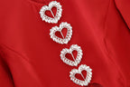 Women's Winter Women Clothing Slim Round Neck Love Decorative Short Sleeve Dress