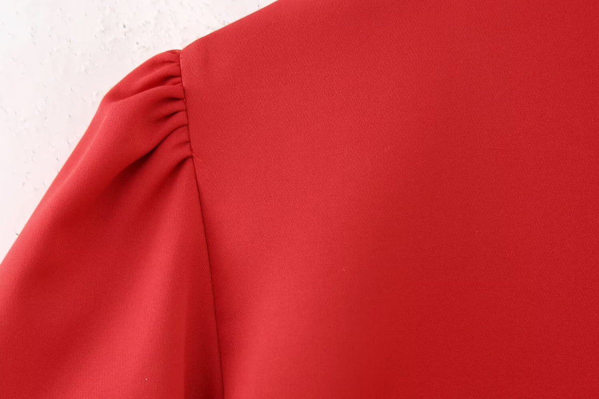 Women's Winter Women Clothing Slim Round Neck Love Decorative Short Sleeve Dress