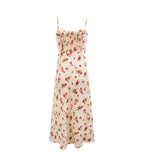 Early Pastoral Beige Bottom Ditsy Floral Holiday Casual Strap Dress
