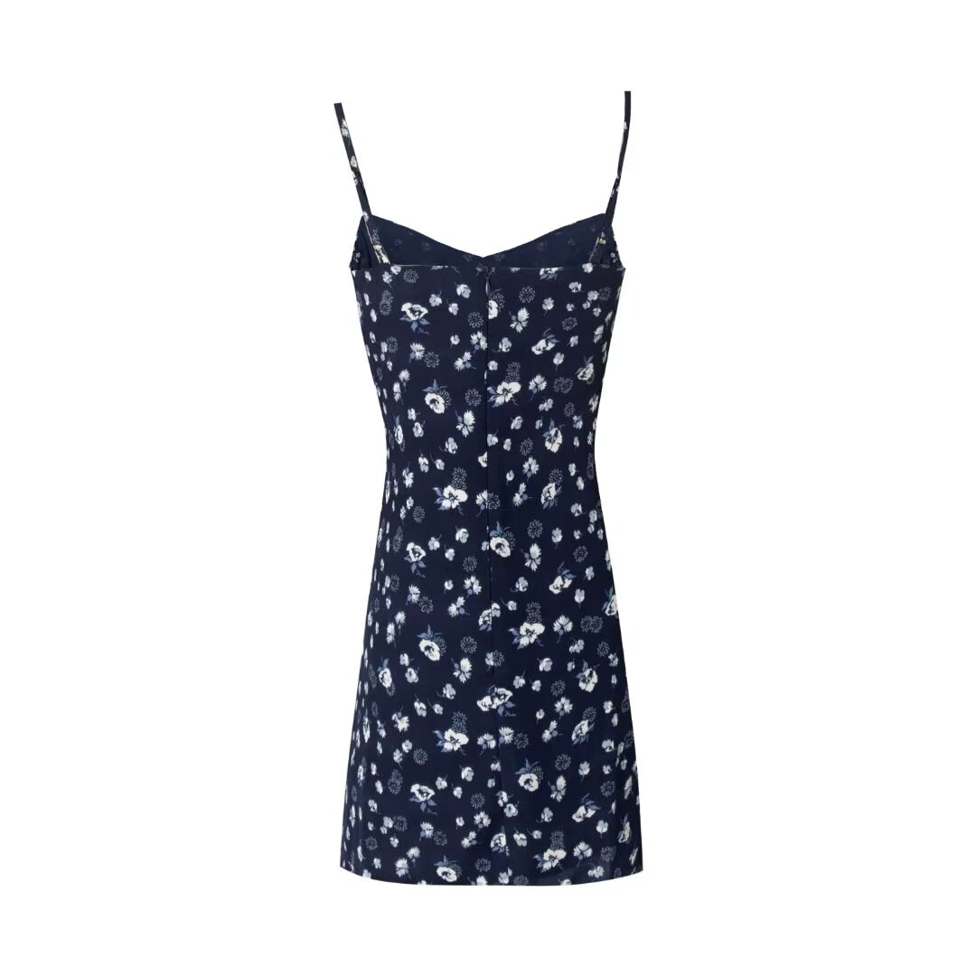 Women's Slit Floral V-Neck Mini Dress