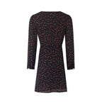Women's Printed V-Neck Long Sleeve A-Line Midi Dress