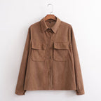 Women's Slimming Work Clothes Corduroy Long Sleeve Shirt