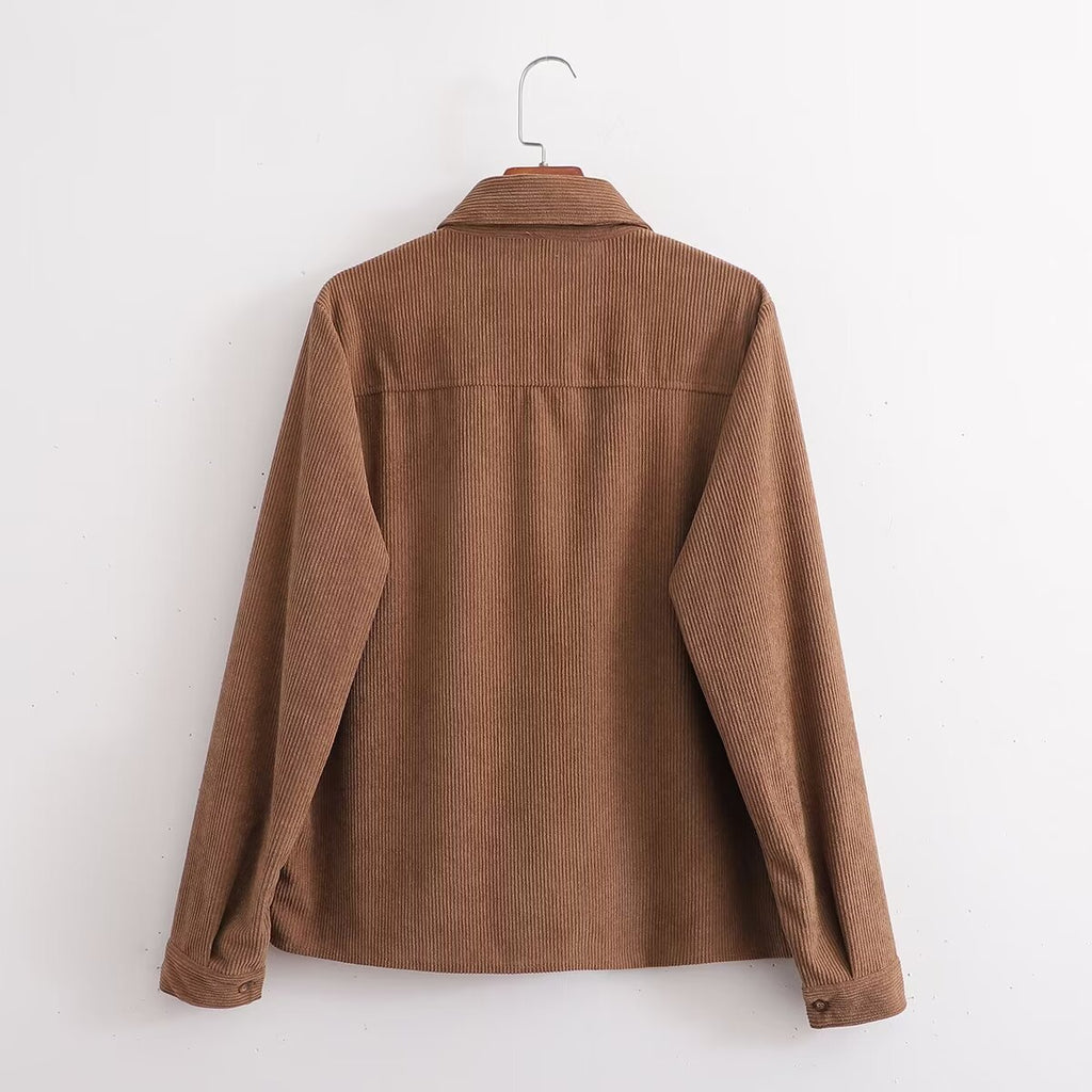 Women's Slimming Work Clothes Corduroy Long Sleeve Shirt
