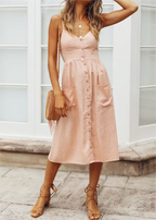 Winter Women Clothing Casual Retro Artistic Strap Pocket Sleeveless Strap Dress