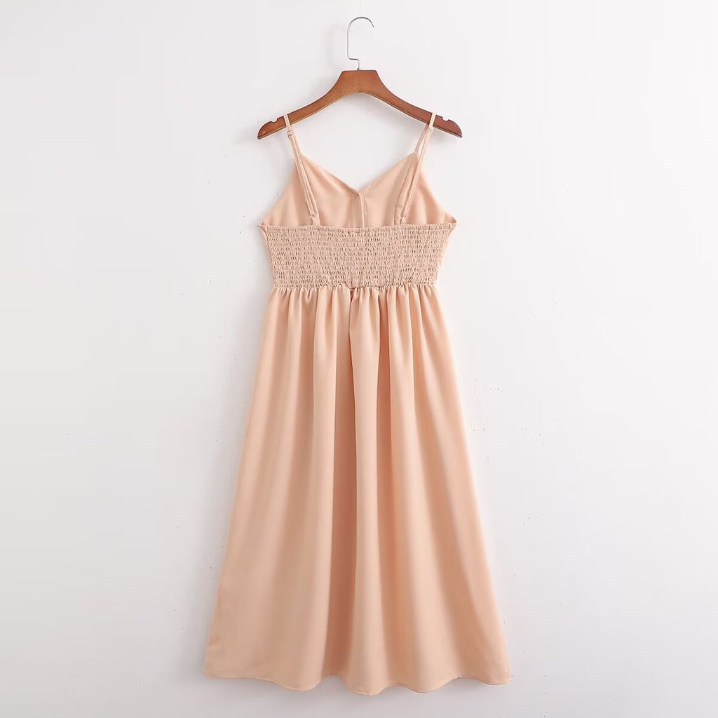 Winter Women Clothing Casual Retro Artistic Strap Pocket Sleeveless Strap Dress
