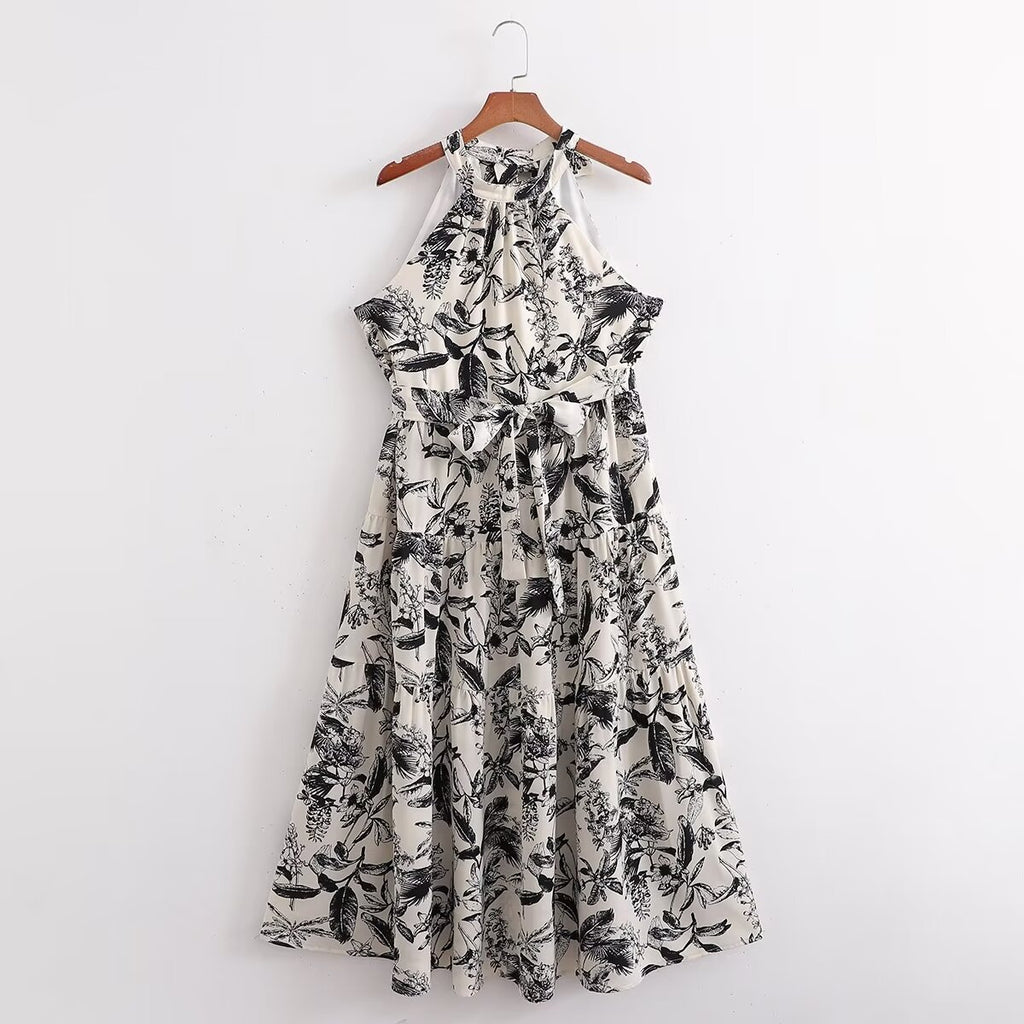 Printed Halter Maxi Dress