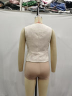 Women's Summer Women Clothing Square Collar Solid Color All Matching Single-Breasted Slim Vest Top