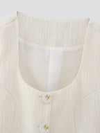 Women's Summer Women Clothing Square Collar Solid Color All Matching Single-Breasted Slim Vest Top