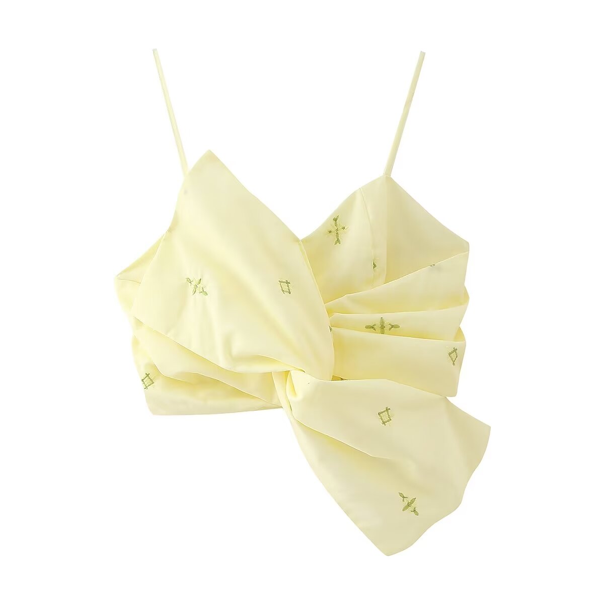 Women's Embroidered Bow Strap Crop Top
