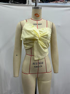 Women's Embroidered Bow Strap Crop Top