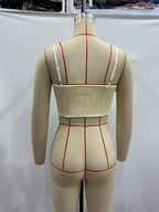Women's Embroidered Bow Strap Crop Top