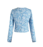 Women's Retro Printed V-Neck Long Sleeve Shirt