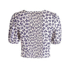 Women's Floral Smocked Square Neck Puff Sleeve Top