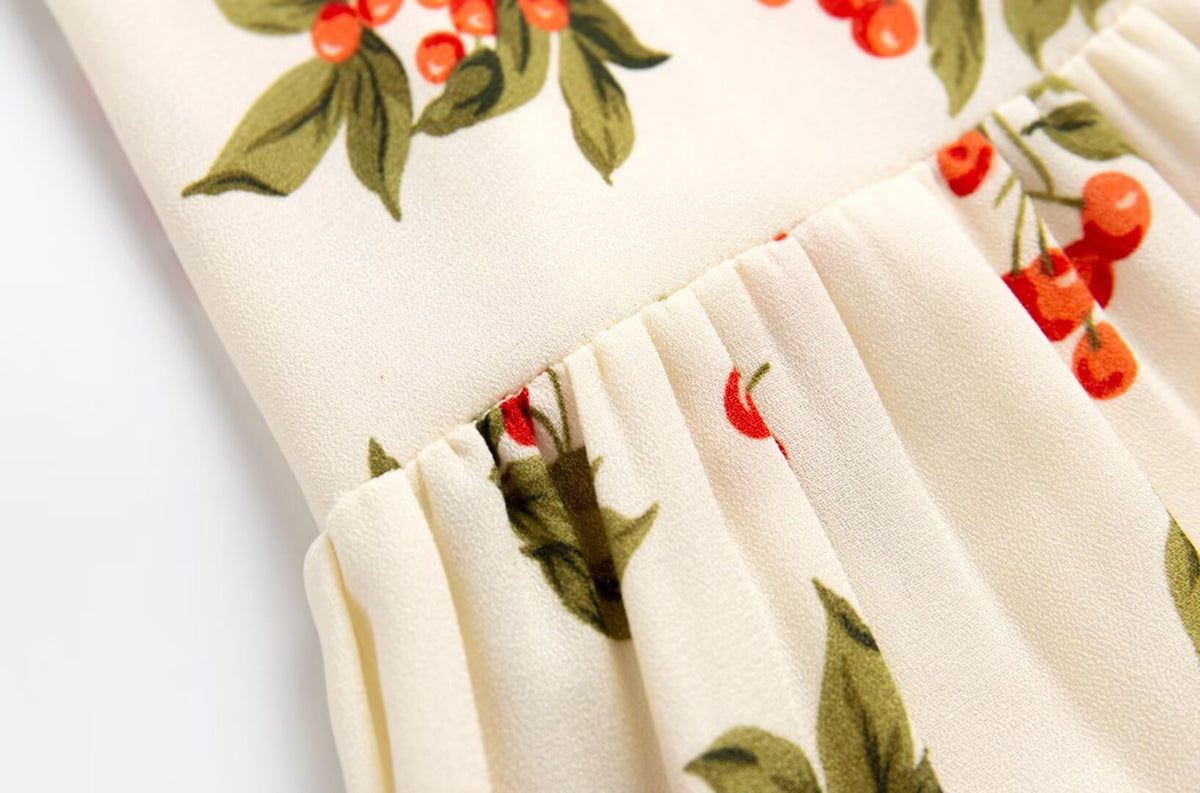 Cherry-Print Holiday Dress