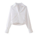 Women's Pleated Short Poplin Shirt