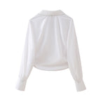 Women's Pleated Short Poplin Shirt