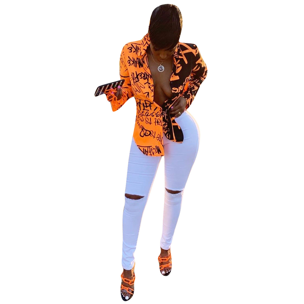 Graffiti Print Long Sleeve Shirt