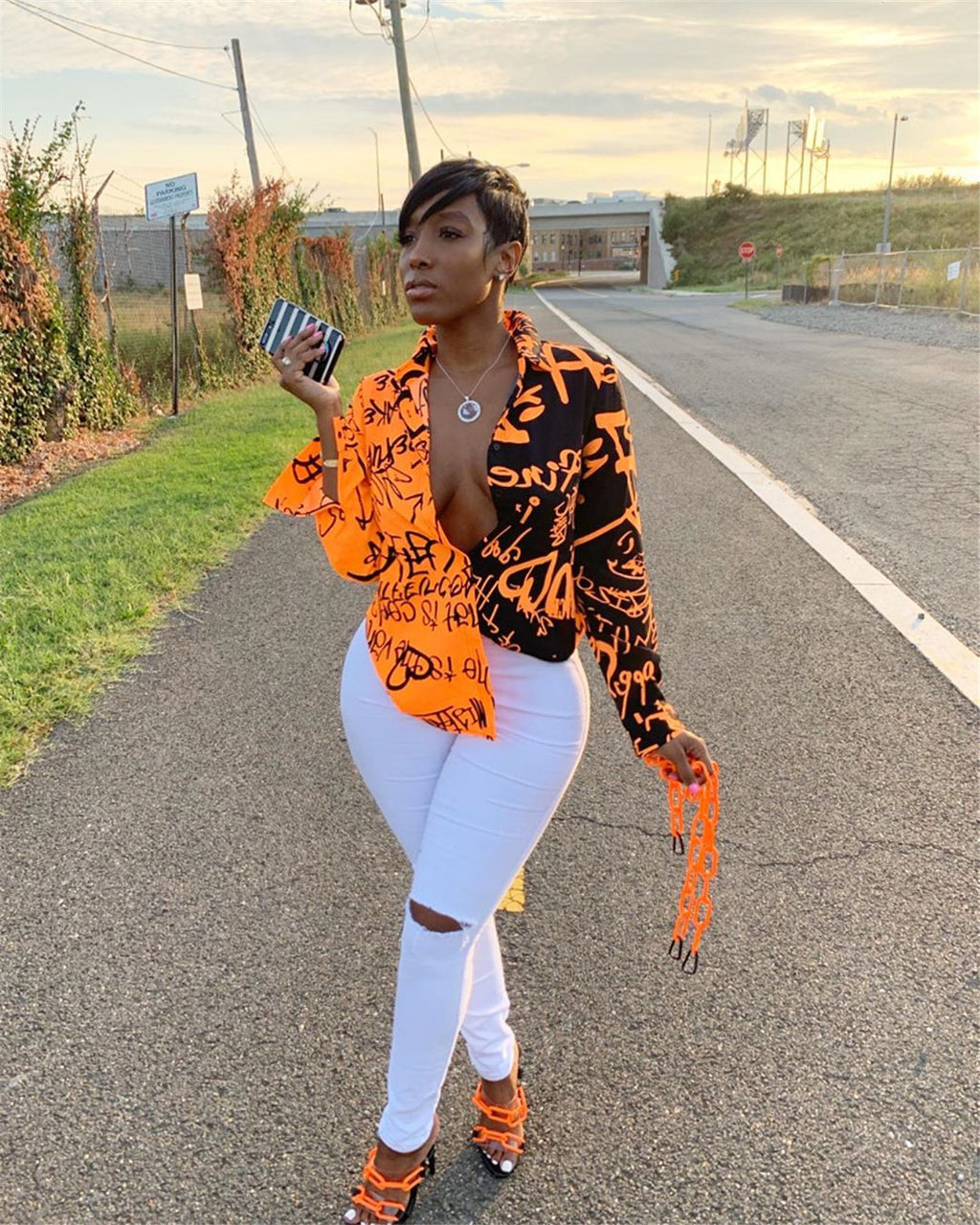 Graffiti Print Long Sleeve Shirt