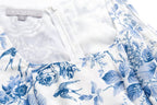 Blue & White Print Square-Neck Sleeveless Dress