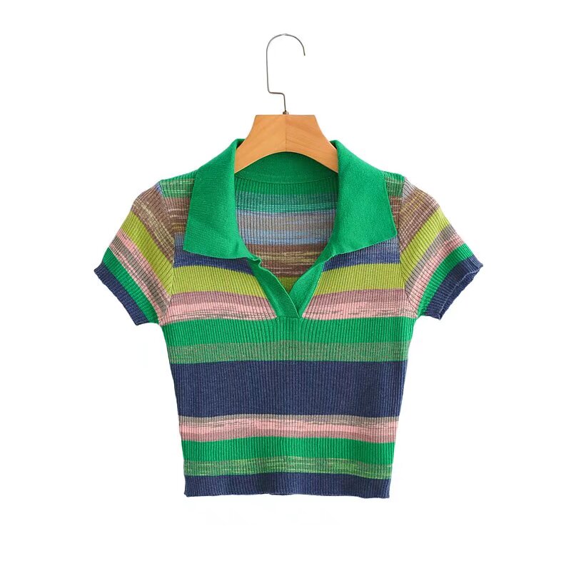 Women's Striped Short Sleeve Knit Shirt