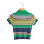 Women's Striped Short Sleeve Knit Shirt