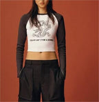 Women’s Contrast Animal Print Cropped T Shirt
