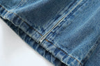 Collared Cutout Short-Sleeve Denim A-Line Dress