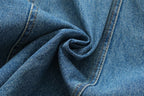 Collared Cutout Short-Sleeve Denim A-Line Dress