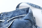Women's French Casual Pleated Washed Denim Chic Dress
